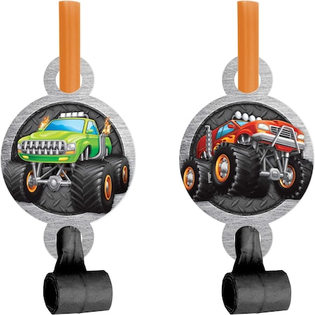 Creative Converting Monster Truck Party Blowers, 5.25"x2.55", 48PK 340054
